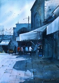 Javid Tabatabaei, 11 x 15 Inch, Watercolour on Paper, Cityscape Painting, AC-JTT-022